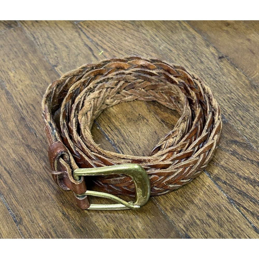 Women's Brown Leather Braided With Gold Hardware Western Cowgirl Boho